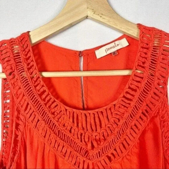 Boutique Pomelo Orange Crochet Bust Sleeveless Tank Top M - Picture 3 of 3